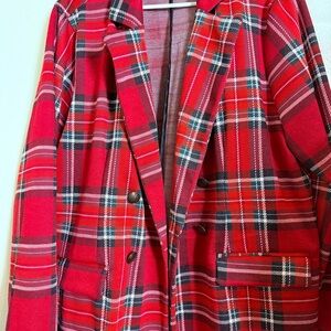 Maurices Red and Black Plaid Blazer